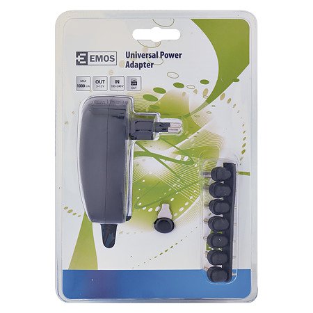 Adaptor incarcator universal Emos, 7 mufe, 1000 ma, 2 A/10 W, iesire USB, negru