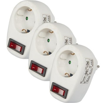 Adaptor priza cu intrerupator, curent nominal 16 A, 250 V, alb