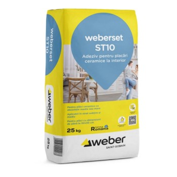 Adeziv pentru placari ceramice, interior, Weber weberset ST10 25 Kg, gri