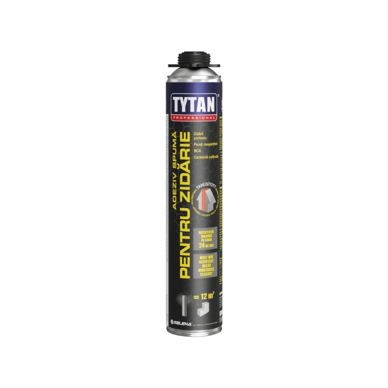 Adeziv spuma pentru zidarie, aplicare cu pistol, Tytan Professional, gri deschis, 870 ml