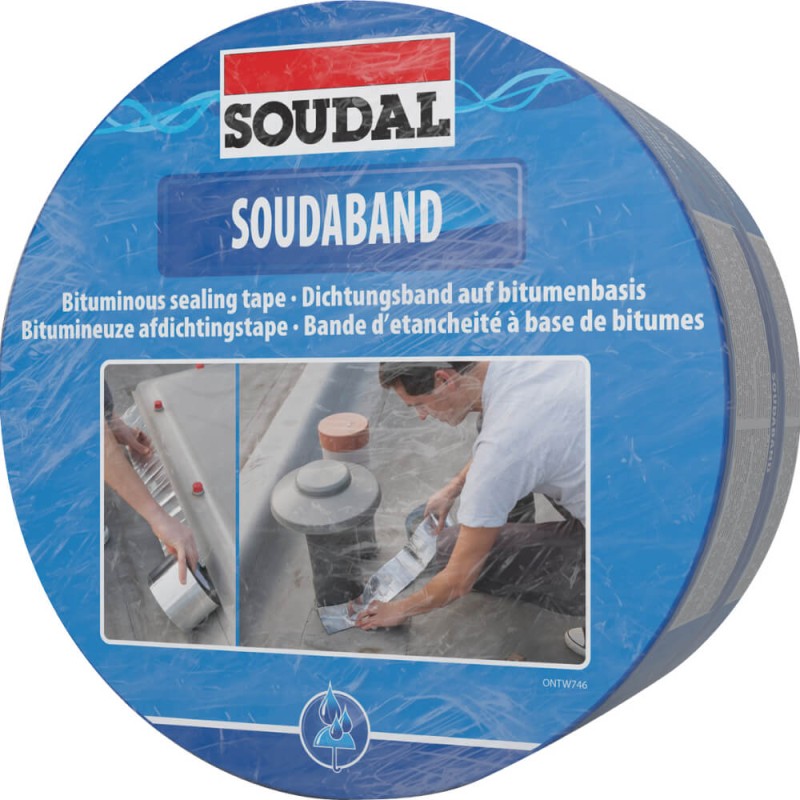 Banda hidroizolanta bituminoasa Soudaband, autoadeziva, gri, 10 cm x 10 m