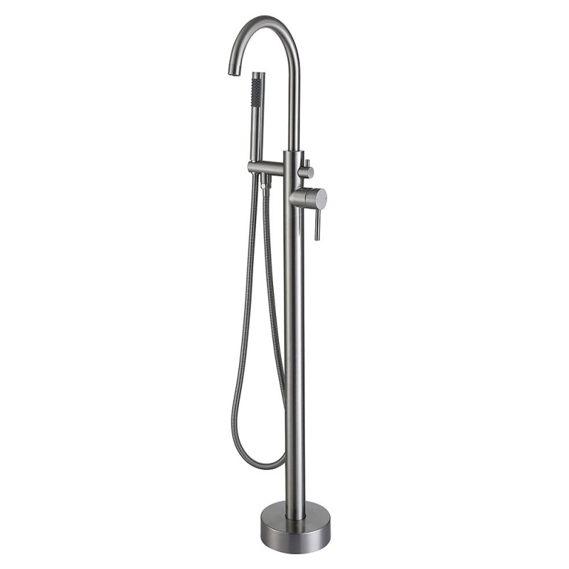 Baterie cada freestanding Axys Seel, fixare in podea, alama, inox, monocomanda, 109 x 95.5 x 16 cm