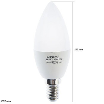 Bec LED dimabil 6W Hepol, E14, lumanare, lumina calda