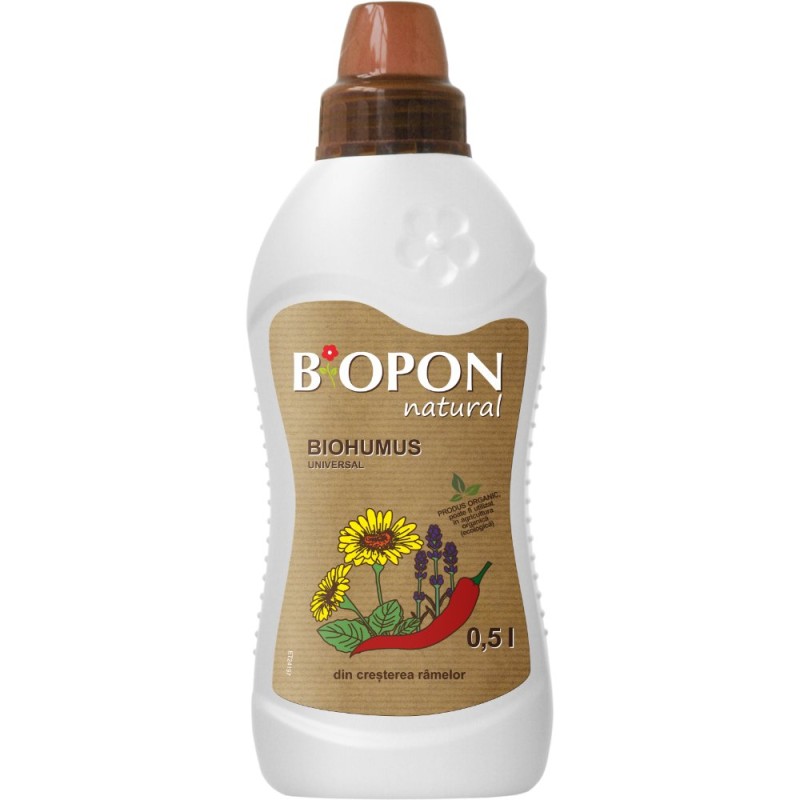 Biohumus universal natural Biopon, pentru plante ornamentale, 0.5 l