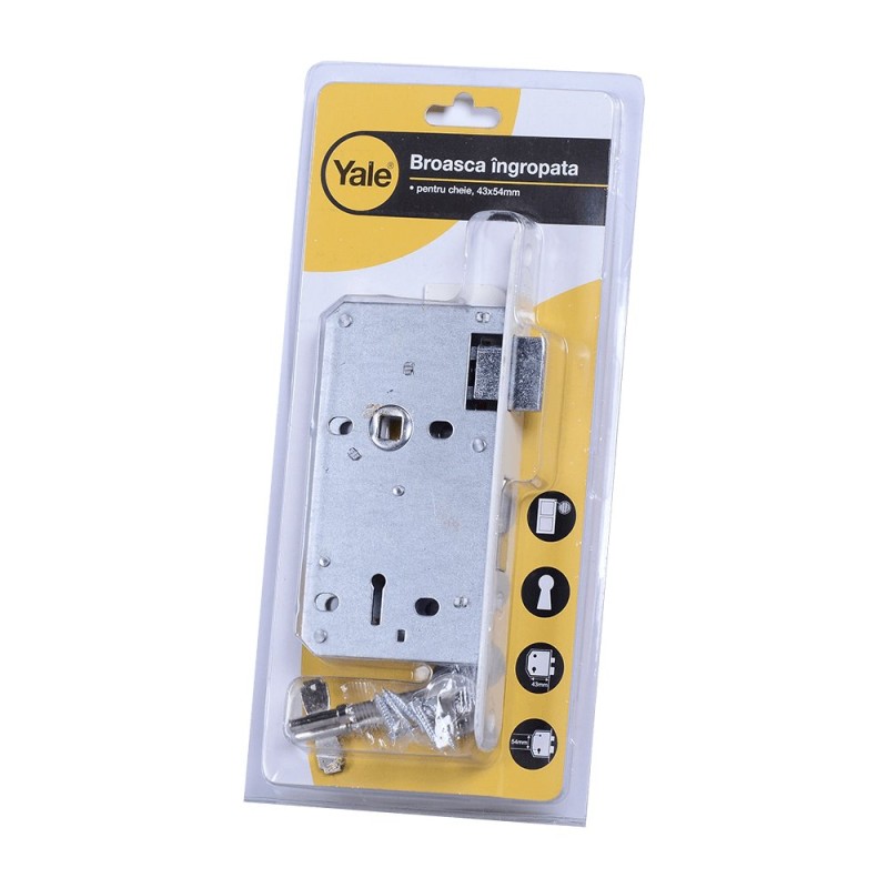 Broasca ingropata cu cheie, Yale, otel, alb, 43 x 54 mm