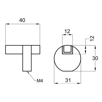 Buton FZ26181, aluminiu, 40 x 30 mm, crom