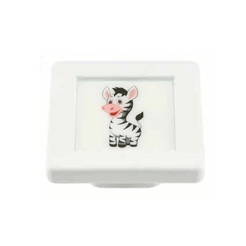 Buton patrat Sedef, model baby zebra, plastic, 40 x 40 x 19 mm