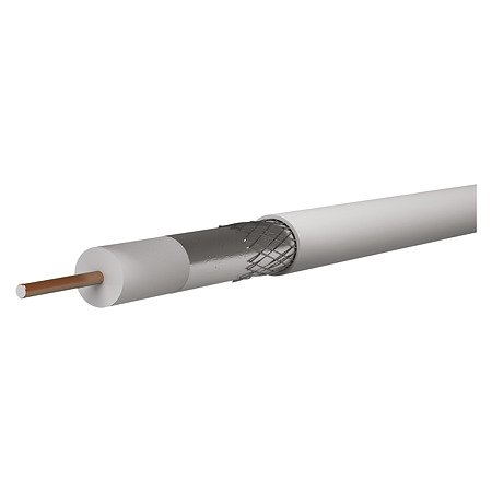 Cablu coaxial Emos CB130/ RG6U, 1 conductor, diametru 1.02 mm, alb, 10 m/colac