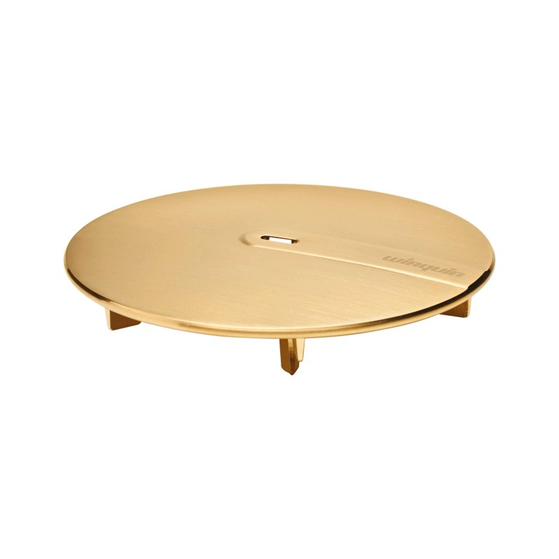 Capac tip DOM pentru sifon Wirquin SLIMPlus, din metal, auriu periat, Ø118 mm