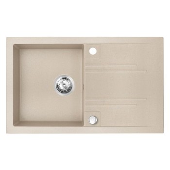 Chiuveta bucatarie Ferro Mezzo II DRGM48/78SA, compozit, bej, cuva stanga, adancime 17,7 cm, 78 x 48 cm