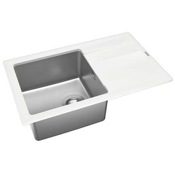 Chiuveta bucatarie Florentina Combi, inox/compozit, 1 cuva, blat, 780 x 480 mm, alb