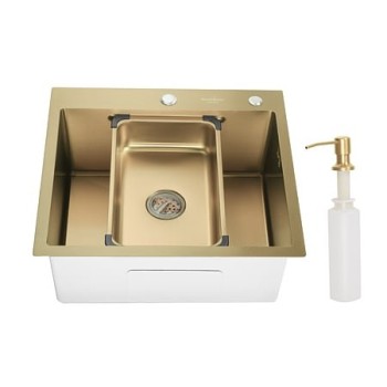 Chiuveta bucatarie Sandonna Handmade HD5550, inox auriu, 1 cuva, 50 x 55 cm