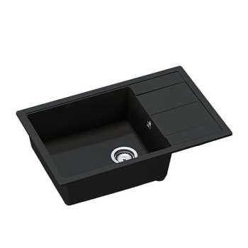 Chiuveta de bucatarie SanDonna Iness, granit compozit, negru cu baterie flexibila Sandonna Lola, negru, 78 x 50 cm