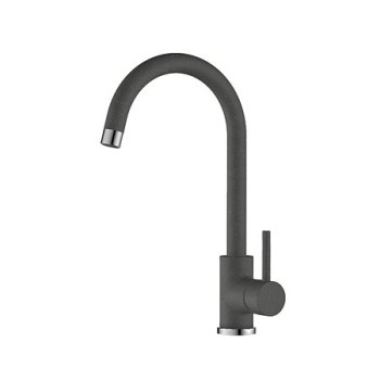 Chiuveta de bucatarie SanDonna Lena, granit compozit, negru cu baterie mobila Solo, negru, 51 x 51 cm