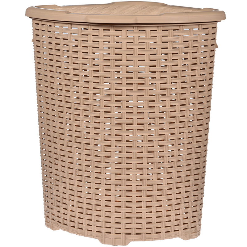 Cos colt pentru rufe Inaplast Mara rattan, plastic, bej, 50 l, 49 x 41 x 59 cm