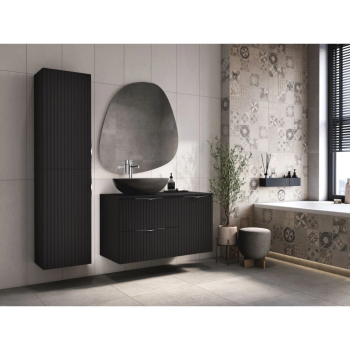 Dulap baie Cersanit Tirso, suspendat, PAL, negru, 1600 x 400 x 301.5 mm