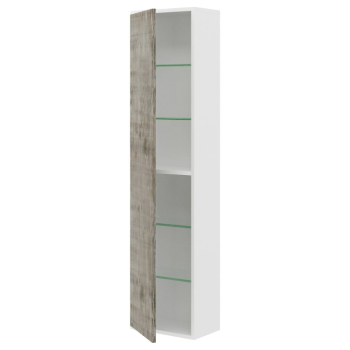 Dulap baie suspendat Savini Due Portofino 2320C/F00/F43, 1 usa, alb + stejar antichizat, 33.7 x 16 x 138.6 cm