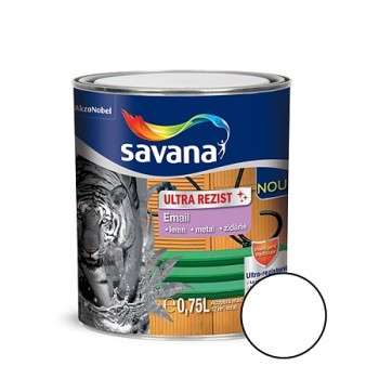 Email Savana ultra rezist pentru metal/lemn/zidarie, interior/exterior, alb polar, 0,75 l