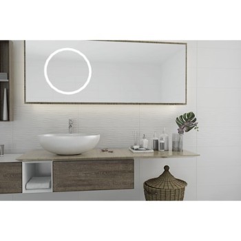 Faianta baie Kai White Glossy Waves, alb, lucios, uni, 75.5 x 25.5 cm