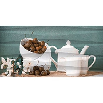Faianta decorativa Spring Stripes Kitchen pentru bucatarie, finisaj lucios, multicolor, model ce imita vesela de bucatarie, 60 x 30 cm