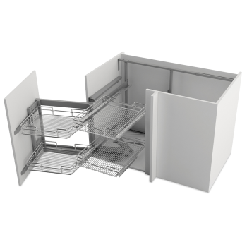 Kit cos Compagnucci Duetto, metal, gri metalic, 500 mm x 600 mm, 2 rafturi, dreapta