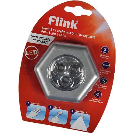Lampa de veghe Flink, 3 LED-uri, utilizare la interior, hexagonala