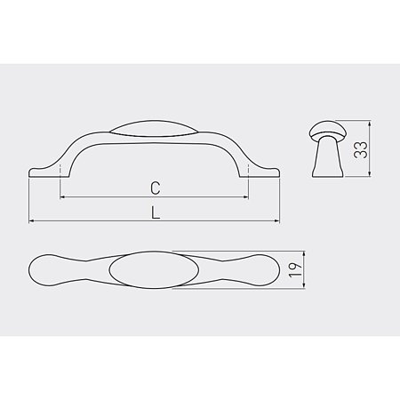 Maner 0728-PK, zamac, portelan, imprimeu grau auriu, L 125 mm, 96 mm