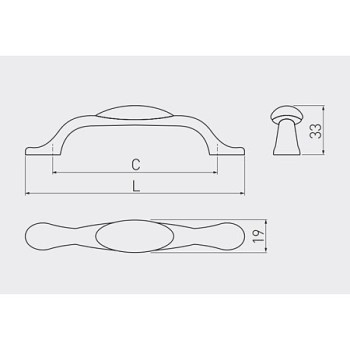 Maner 0728-PR, zamac, portelan, imprimeu floare roz, L 125 mm, 96 mm