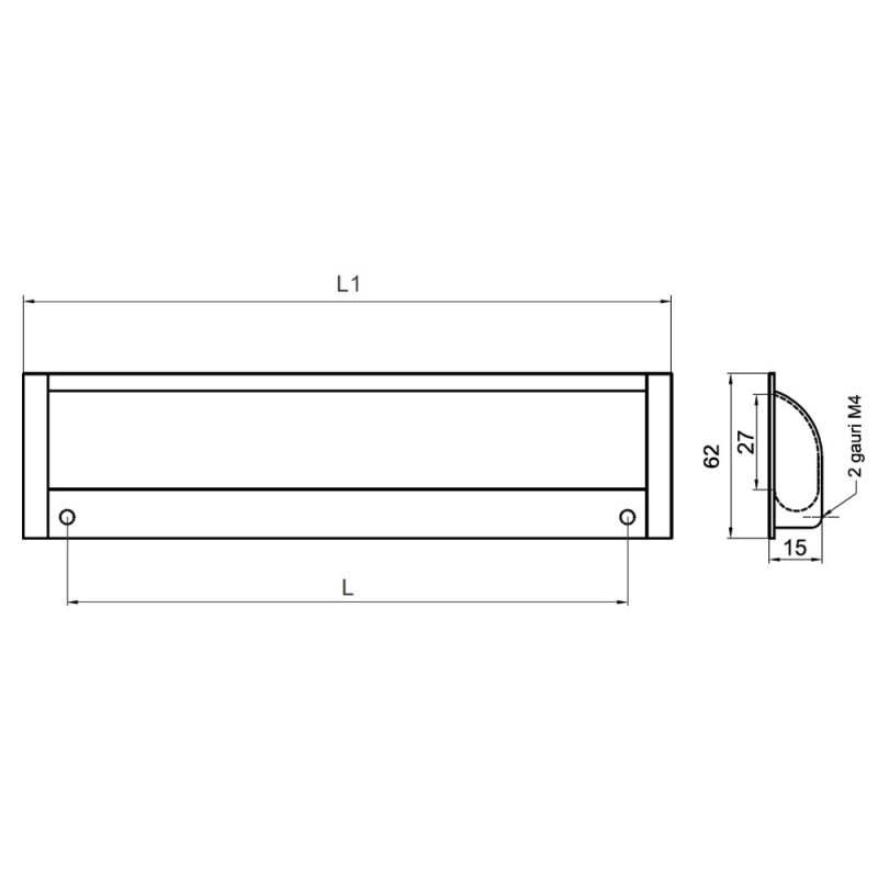 Maner ingropat cu terminatii din zamac FA 23676, aluminiu mat, 96 mm