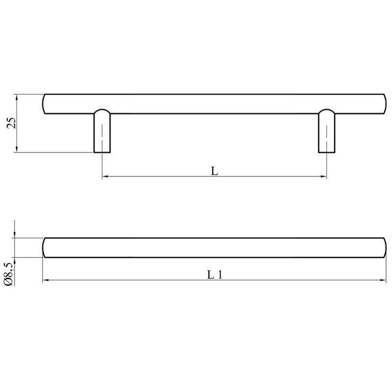 Maner metalic cilindric 192 mm, crom Maner metalic cilindric 192 mm, crom