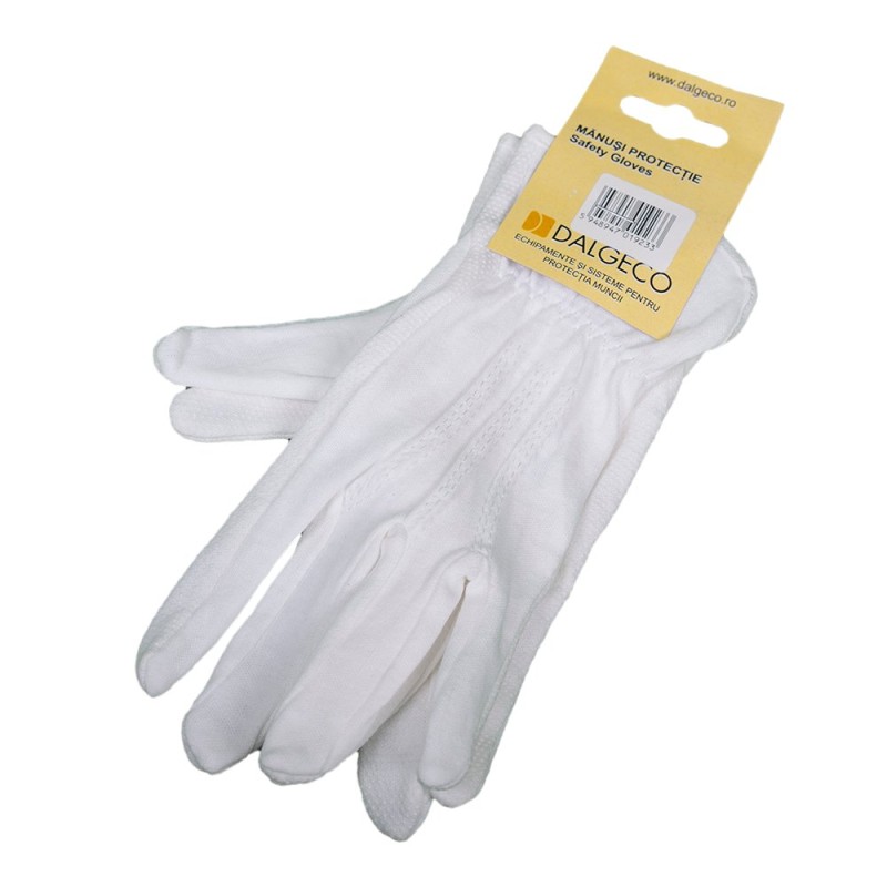Manusi de protectie Dalgeco basic 1060, bumbac + PVC, marimea 8, alb