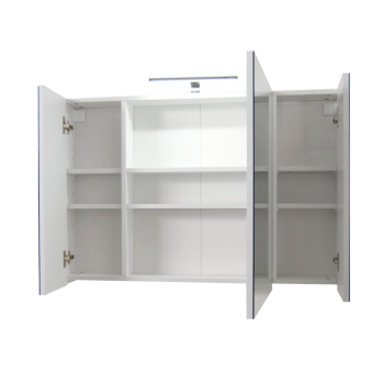 Oglinda cu dulap baie Badenmob Seria 286, cu iluminare, PAL, alb, 3 usi, 6 polite, 100 x 14.5 x 68 cm