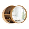 Oglinda de baie cu dulap Hausberg DL1, deschidere prin culisare, rotunda, PAL, maro, Ø50 cm x 13 cm