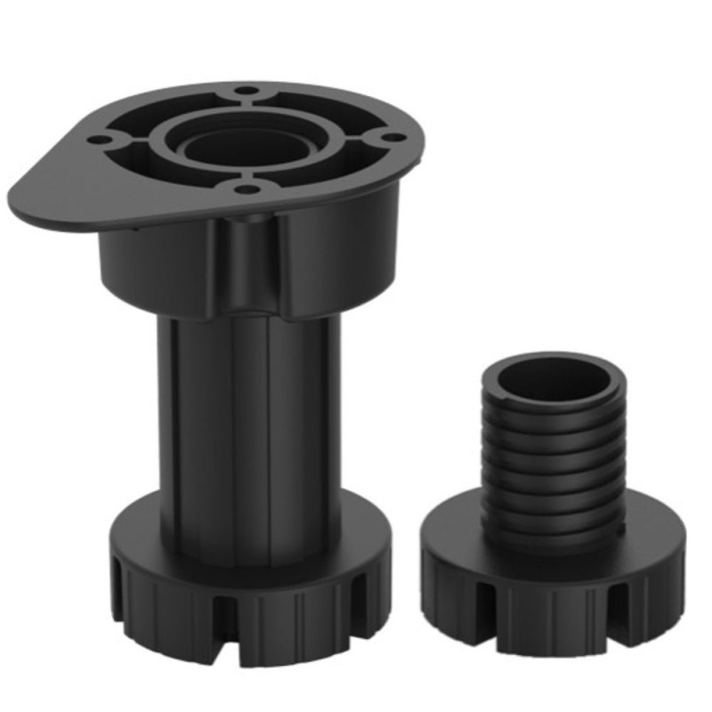 Picior flansa plinta negru D30, inaltime reglabila 100–120 mm