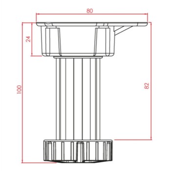 Picior flansa plinta negru D30, inaltime reglabila 100–120 mm