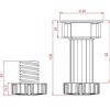 Picior reglabil, pastic, negru, 10 cm