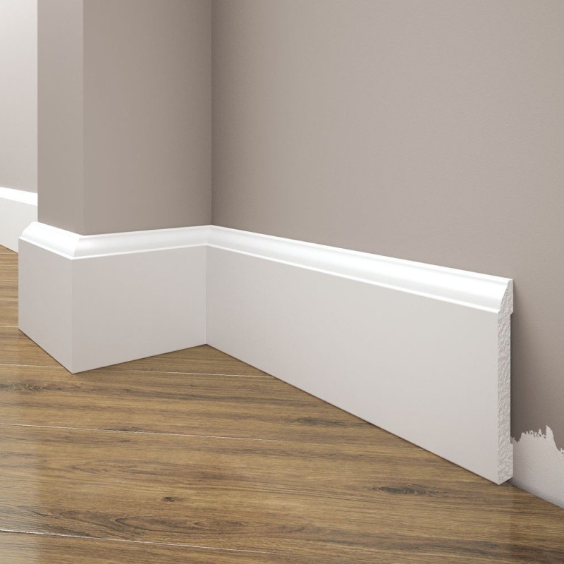 Plinta pardoseala Elegance, polimer dur, alb, 2440 x 11 x 81 mm