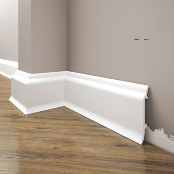 Plinta pardoseala Elegance, polimer dur, alb, 2440 x 19 x 83 mm