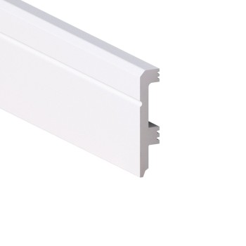 Plinta pardoseala Zircon 80, polimer dur, rezistenta la apa, alb, 2200 x 80 x 16 mm