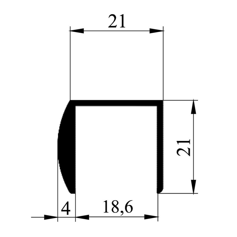 Profil din aluminiu, sectiune U, 2,5 m, anodizat-mat Profil din aluminiu, sectiune U, 2,5 m, anodizat-mat