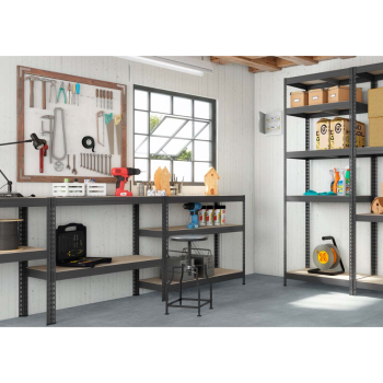 Raft Ar Shelving, lemn si metal, gri, 180 x 90 x 45 cm Raft Ar Shelving, lemn si metal, gri, 180 x 90 x 45 cm
