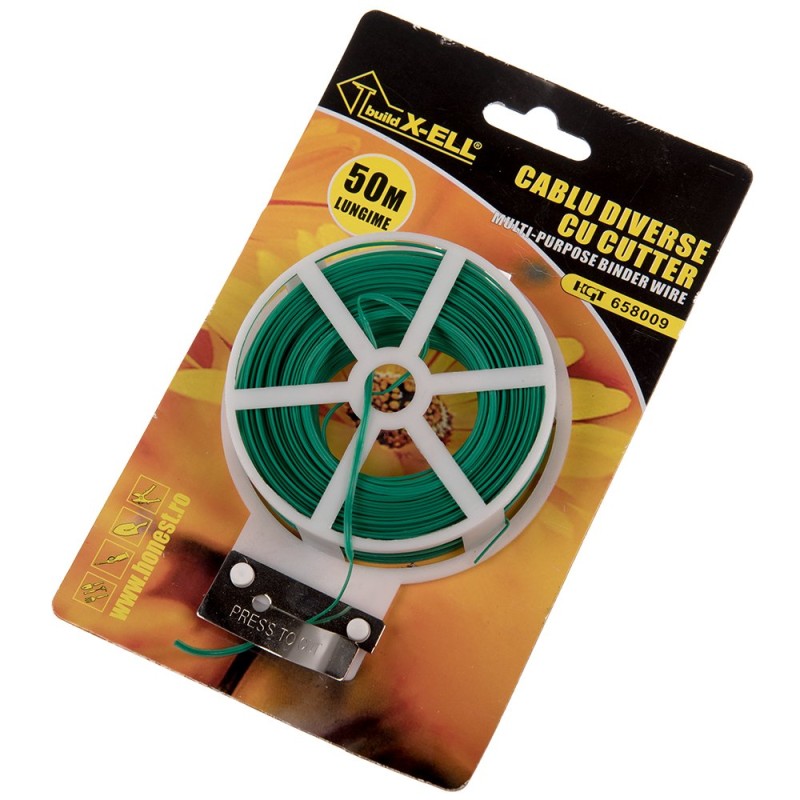 Sarma pentru legat plante cu cutter Evotools, otel plastifiat, verde, 500 cm