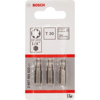 Set 3 biti Bosch T30 Extra Hard, otel S2, prindere 1/4