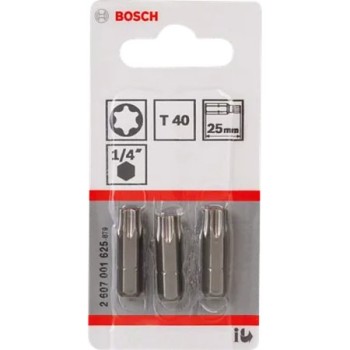 Set 3 biti Bosch T40 Extra Hard, otel S2, prindere 1/4