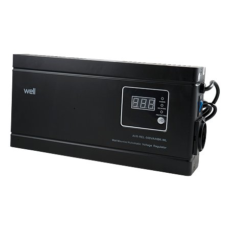 Stabilizator de tensiune cu releu, orizontal, putere 500VA/300W, tensiune intrare 140-260V AC