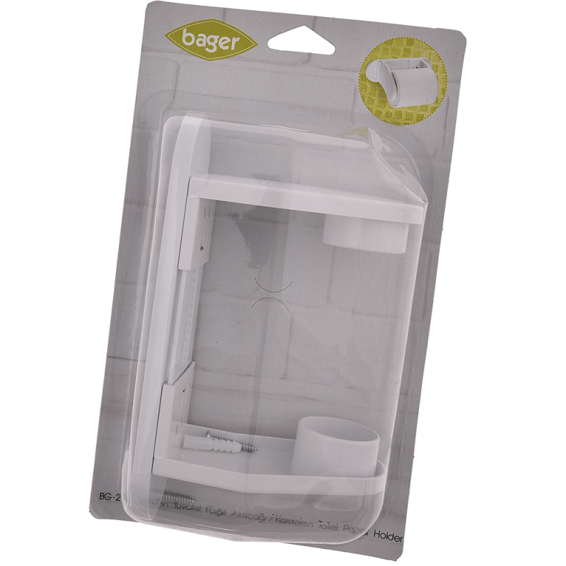 Suport hartie igienica Inaplast, plastic, alb, 16 x 26 x 5 cm