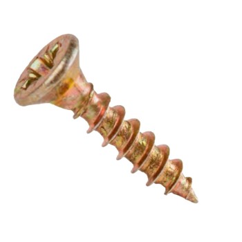 Surub pentru pal si lemn cu cap inecat, otel zincat, galben, 2.5 x 12 mm, 10 buc.