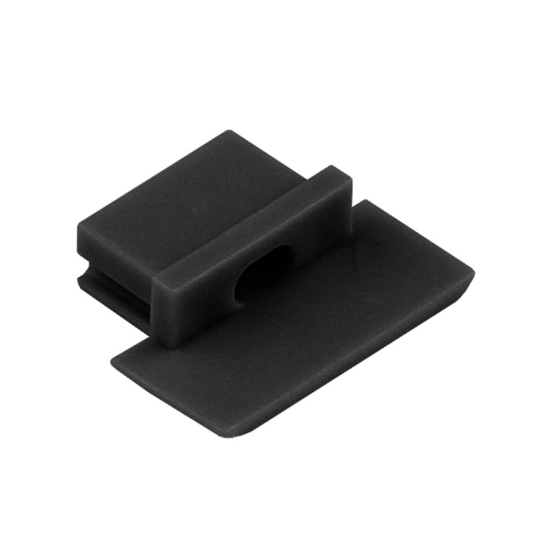 Terminatie plastic cu orificiu pentru cablu pentru profil aluminiu LED, plastic, negru, 35 mm