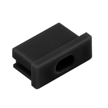 Terminatie plastic cu orificiu pt cablu pentru profil aluminiu pentru banda LED tip LL-01 si LL-02, plastic, negru, 20 mm