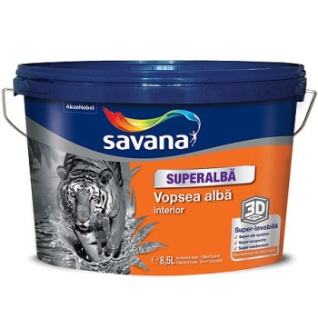 Vopsea superlavabila interior, Savana, rezistenta la mucegai, alb, 8.5 L